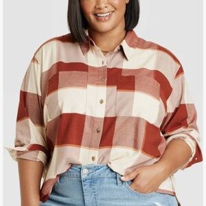 Ava & Viv Women's Plaid Button-Down Shirt